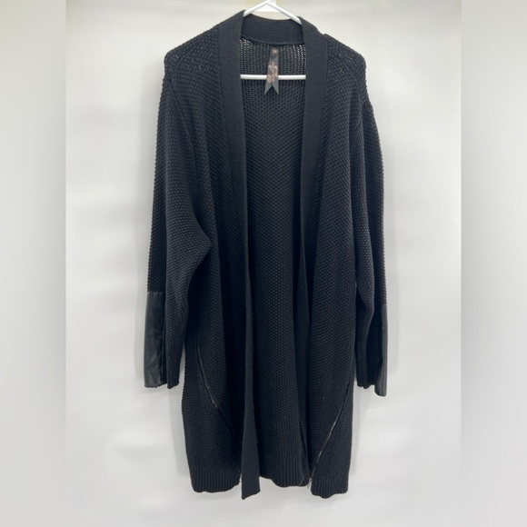 Melissa McCarthy Seven7 black long line sweater duster cardigan 2X zipper detail - Picture 9 of 10